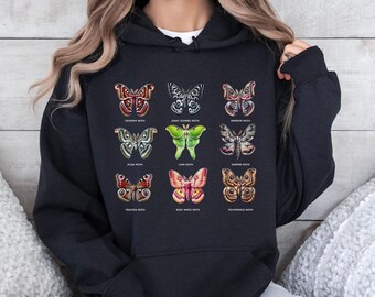Moth Shirt, "Enchanting Moth Collection Hoodie- Nature-Inspired Graphic Sweatshirt"