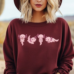 Axolotl Salamander Sweatshirt, Harajuku Shirt, Axolotl Anime, Marine Biology Shirt, Axolotl, Amphibian, Axolotl Gifts shirt, Animal Sweater