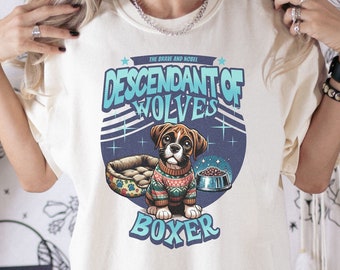 Boxer T-Shirt, "Noble Boxer Tee: Descendant of Wolves - Quirky Pet Lover's T-Shirt", Funny Dog Shirt, Boxer Mom Shirt