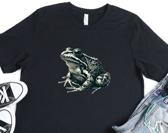 Frog t-shirt, Men's graphic Tee "Vintage Etching Style Frog shirt"| Unique Amphibian Illustration