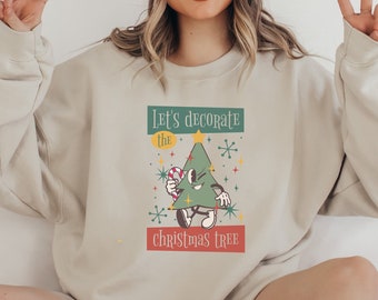 Vintage Christmas Tree Sweatshirt, Retro Christmas Crewneck, Vintage Graphic, Vintage 1950's Let's Decorate graphic, Funny Xmas Gift