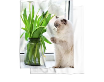 Personalisierte Katzen Foto Decke - Benutzerdefinierte Haustier Porträt weiche Decke für Katzenliebhaber