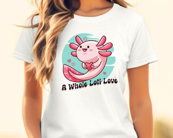 Cute Axolotl Salamander Shirt, Harajuku Anime Tshirt, Axolotl, Amphibian, Lizard,  Axolotl Gifts shirt, Animal Shirt, Valentines Day Shirt