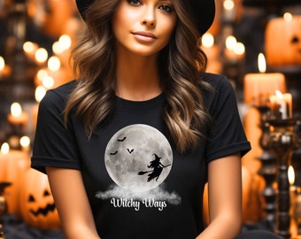 Halloween Witch Shirt,  Moon Witch Shirt, Spooky Witch Shirt, Halloween Shirt, Witch Shirt, Moon Shirt, Spooky Halloween Shirt