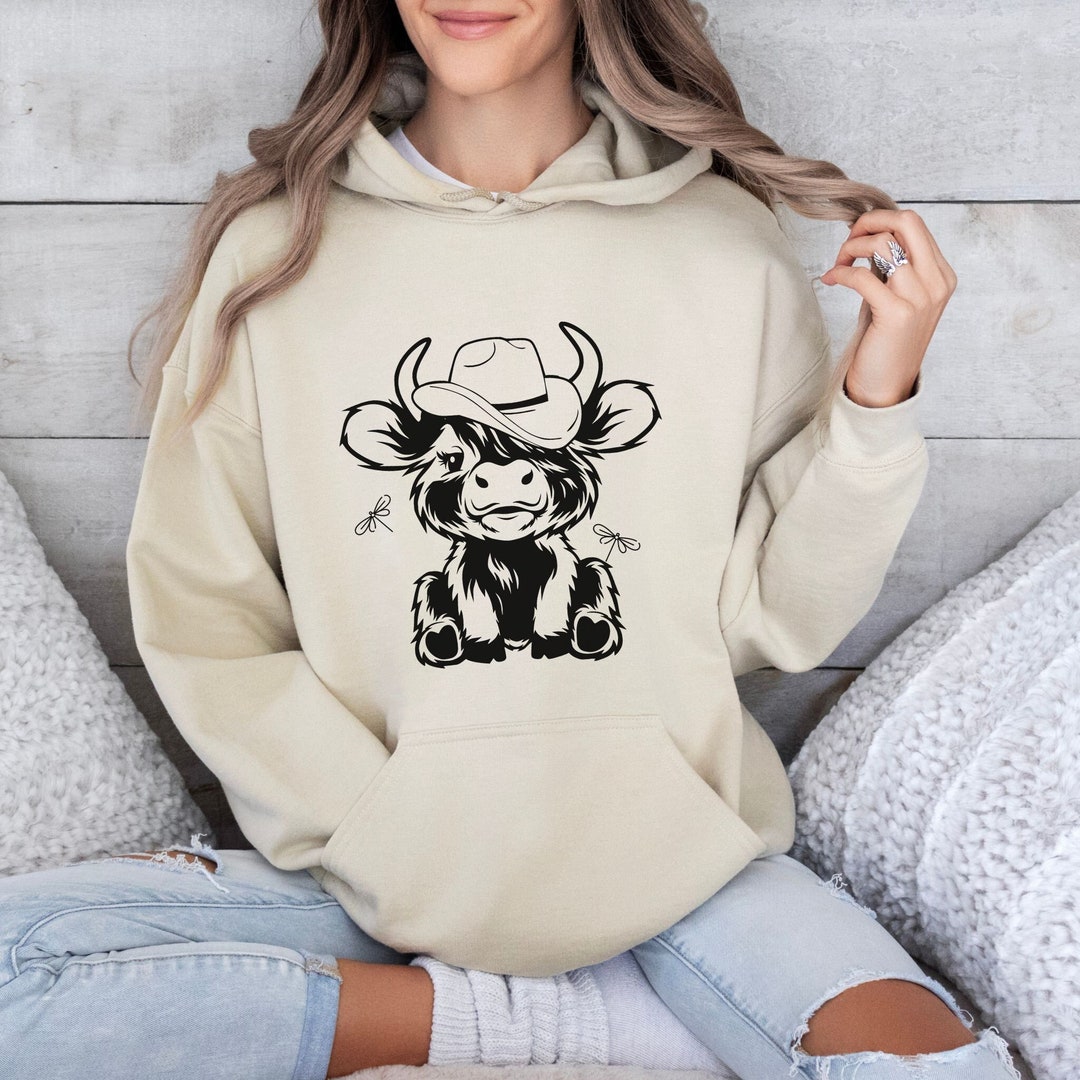 Women's Highland Cow Casual Hoodie Sweatshirt