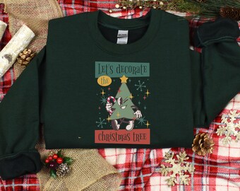 Vintage Christmas Tree Sweatshirt, Retro Christmas Crewneck, Vintage Graphic, Vintage 1950's Let's Decorate graphic, Funny Xmas Gift
