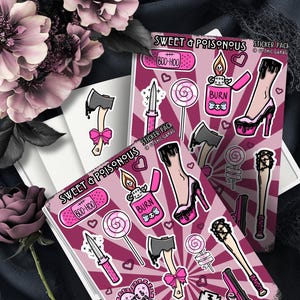 Foglio di adesivi Gothic Sweet & Poisonous – Bello nel rosa, mortale nell'azione! - Perfetto per scrapbooking e collezionismo