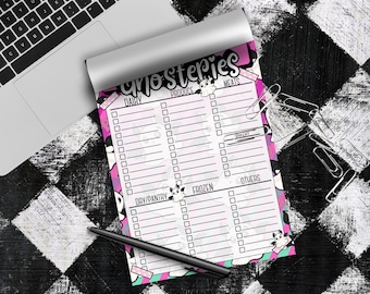 Bloco de notas Ghosteries Spooky Grocery Shopping List, bloco de notas gótico e artigos de papelaria alternativos