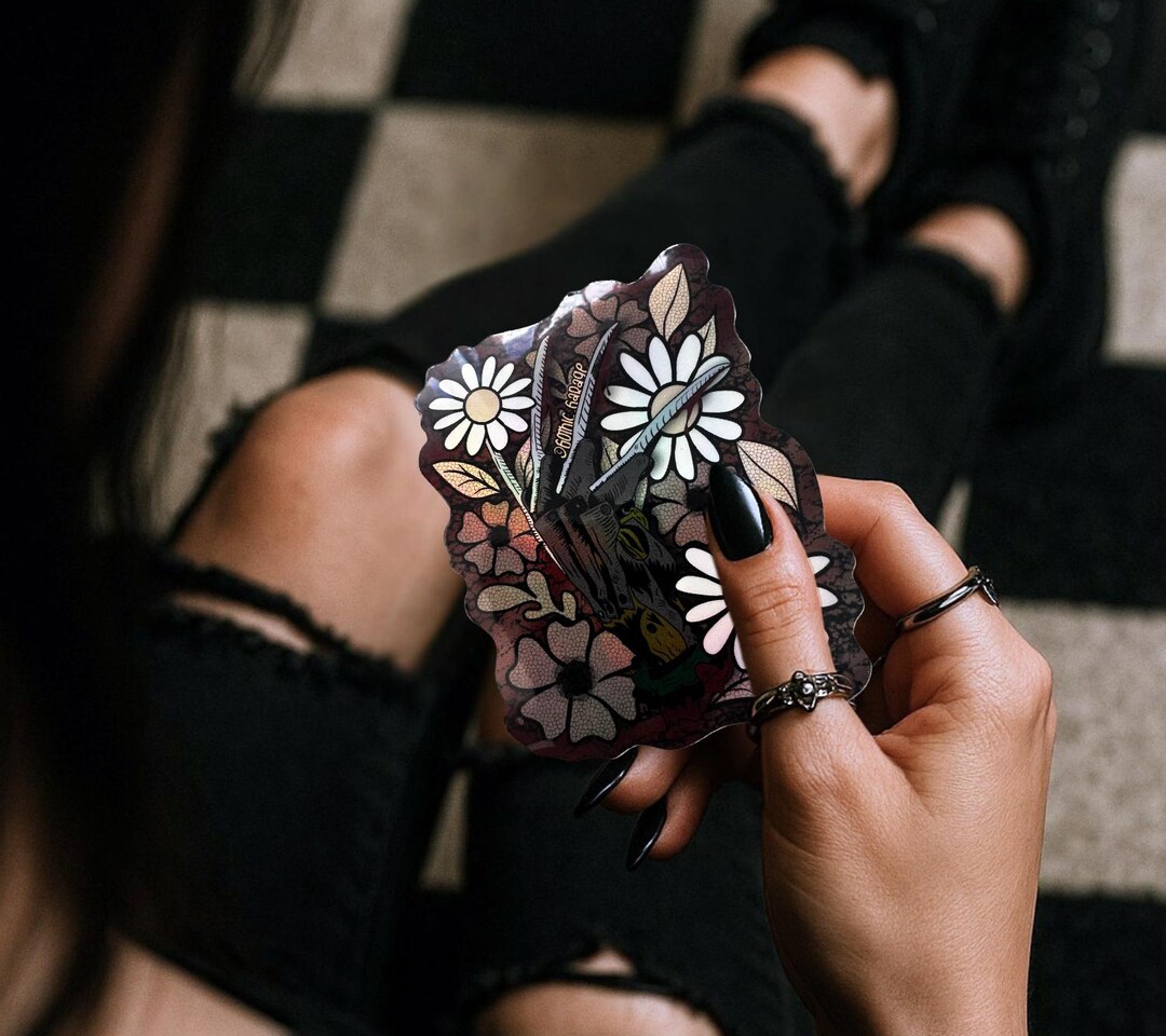 Floral Razor Glove Sticker — Creepy Cute Horror Waterproof Vinyl for ...