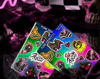 Punk Princess Sticker Sheet: Hand-Drawn Grunge Stickers