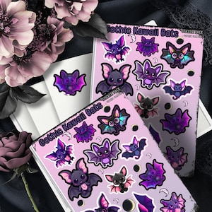 Naklejki Gothic Kawaii Bats do kolekcjonowania i scrapbookingu - wysokiej jakości, żywe wzory, idealne prezenty przyjazne dla budżetu