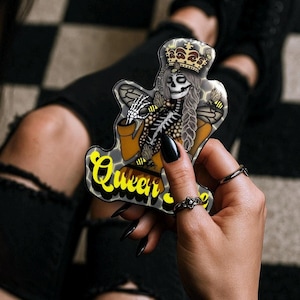 Gothic Queen Bee Skeleton Sticker: Waterproof Vinyl Decal