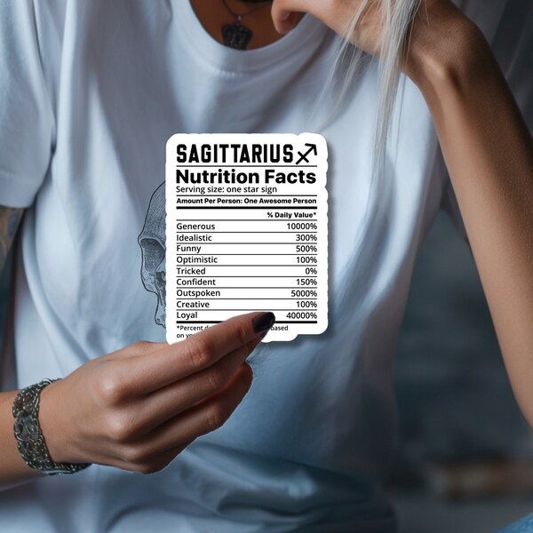 Sticker: Zodiac Nutrition Facts of a Sagittarius