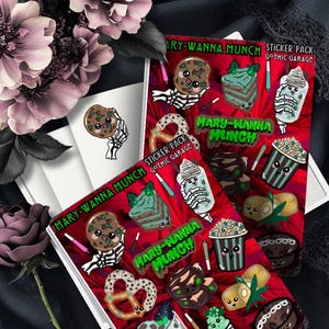 Foglio di adesivi Marijuana Munchie – Prodotti commestibili kawaii con un tocco gotico