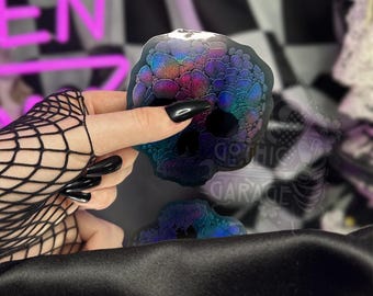 Skull Sticker – Holographic Rainbow Waterproof Vinyl for Laptops & Water Bottles