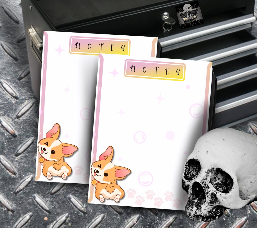 Editable Corgi Notes Cute Corgi Butt Notepad, Dog Stationery for Taking Notes or Task ...