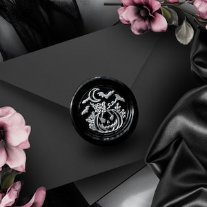 Kürbis & Mond Wachssiegel – Gothic Herbst Sojawachssiegel für Umschläge, Journals und magische Geschenke