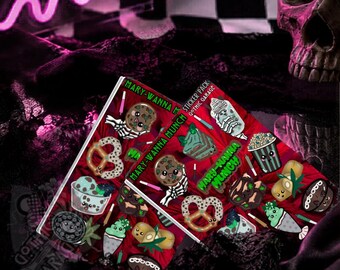 Foglio di adesivi Marijuana Munchie – Edibili in stile Kawaii con un tocco gotico
