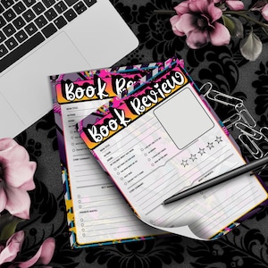 Spooky Pop Art Book Review Tear-Off Notepad – 50 arkuszy estetycznych stron recenzji dla moli książkowych, blogerów i miłośników książek
