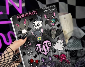 Spöklika kawaii fladdermus klistermärkesark, alternativa planeringstillbehör och scrapbookingtillbehör