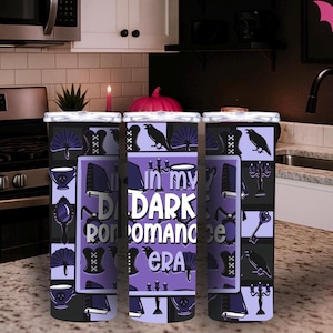Dark Romance Era Tumbler Wrap – Gothic 20oz Skinny Tumbler Sublimation PNG