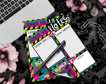 Horror Girl Notepad: Retro Slasher To-Do List, 50 Sheets