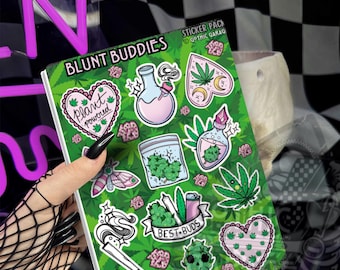 Gothic Marijuana Blunt Buddies Sticker Sheet, Alternative Planner Accessories & Scrapbooking Supplies