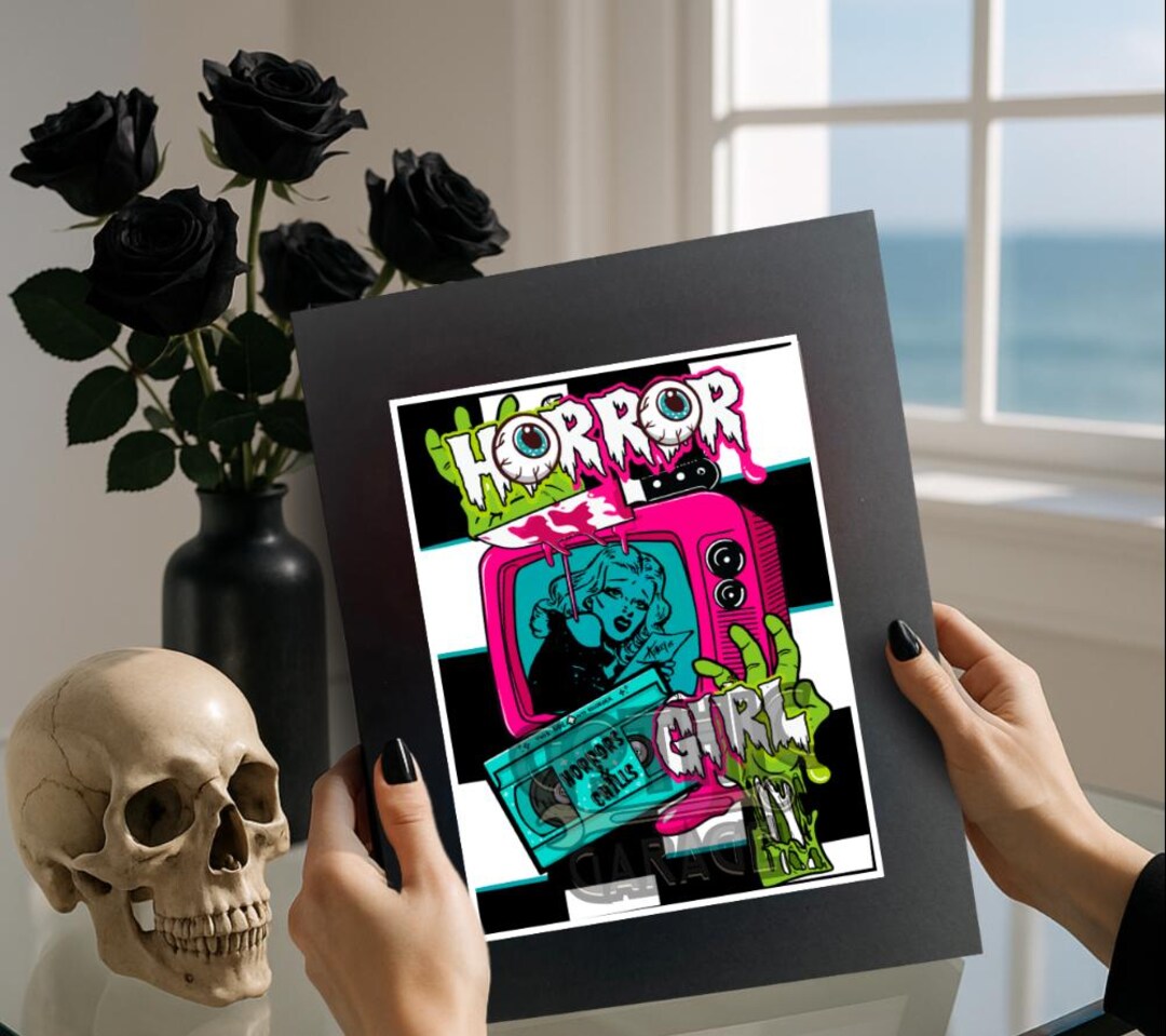 Retro Horror Girl Art Print: Slasher Pop Art, Gothic Wall Decor - Etsy