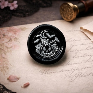 Pumpkin Wax Seal Sticker: Moonlight Patch, Gothic Halloween Invitation