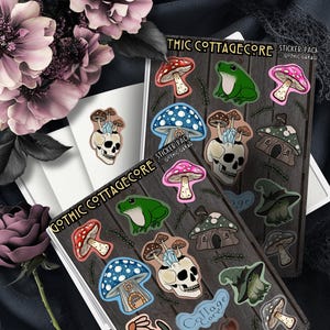 Cottagecore Gothic Sticker Sheet – Frogs, Fungi & Forest Magic for Your Cozy-Creepy Vibe