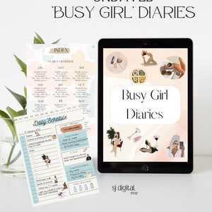 BUSY GIRL Undated Digital Planner | Daily, Weekly, Monthly Goodnotes iPad Planner, That Girl, Diary, Self Care, ADHD Friendly, Meal Planner