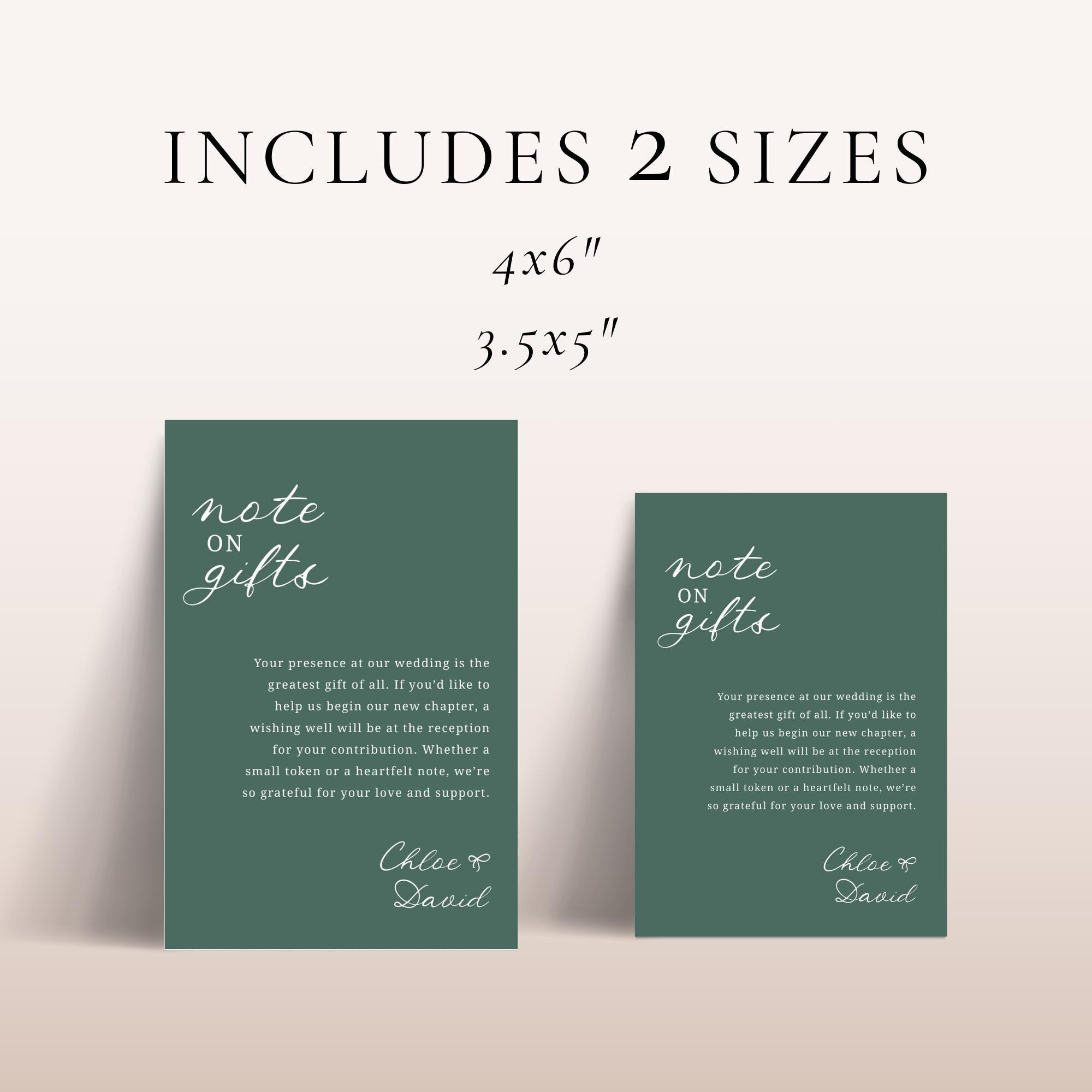 A Note on Gifts Card Template, INSTANT DOWNLOAD, Modern Sage Green ...