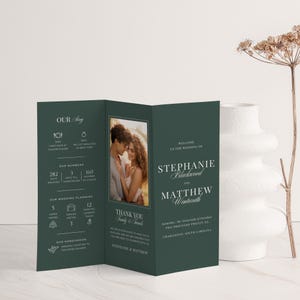 Trifold Programmvorlage Canva, Altes Geld Hochzeitsprogramm, Gefaltetes Luxus Booklet Foto, Fun Facts, Order Of Events, INSTANT DOWNLOAD - EP102