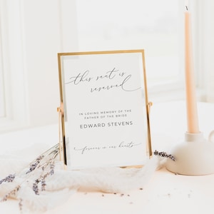 Reserved Seating Sign Wedding Heaven, INSTANT DOWNLOAD, In Loving Memory Template, Wedding Chair Sign, This Seat Is Reserved, Minimal- EP100