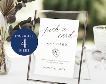 Playing Cards Wedding Guest Book Sign, INSTANT DOWNLOAD, Custom Deck Of Cards, Canva Template, Simple Modern, Minimalist Wedding - EP001
