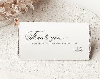 Wedding Favor Chocolate Bar Wrapper, INSTANT DOWNLOAD, Customized Chocolate Favors For Guests, Wedding Table Decor, Modern Minimal - EP001