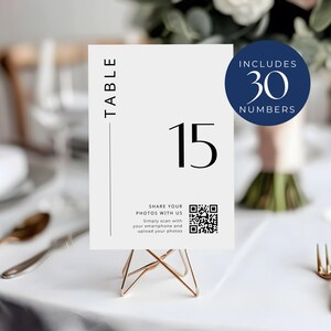 Table Numbers Signs With Qr Code, INSTANT DOWNLOAD, Reception Table Numbers Sign, Canva Template, Share The Love, Minimalist Wedding - EP001