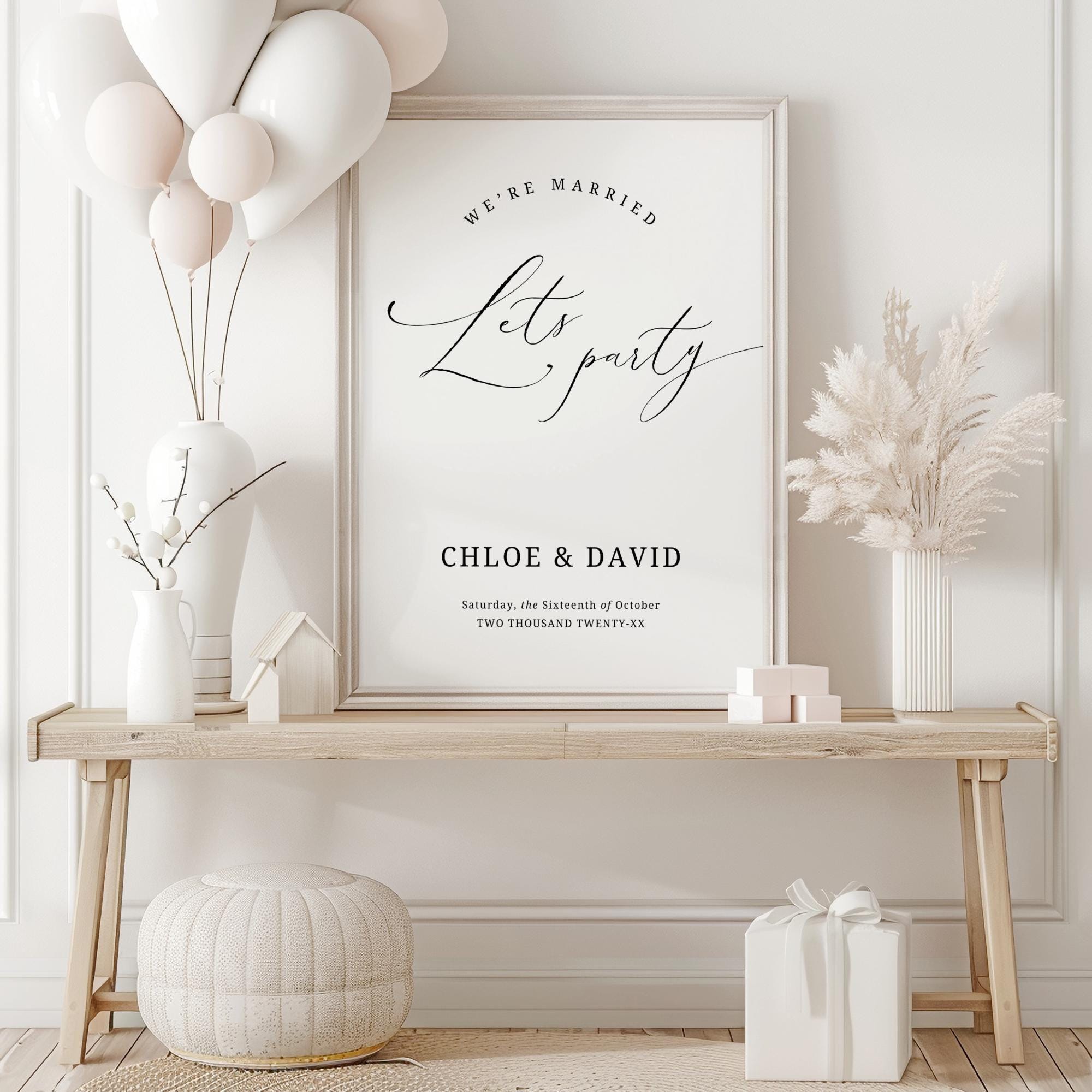 Were Married Lets Party Sign, INSTANT DOWNLOAD, Welcome Sign Modern ...