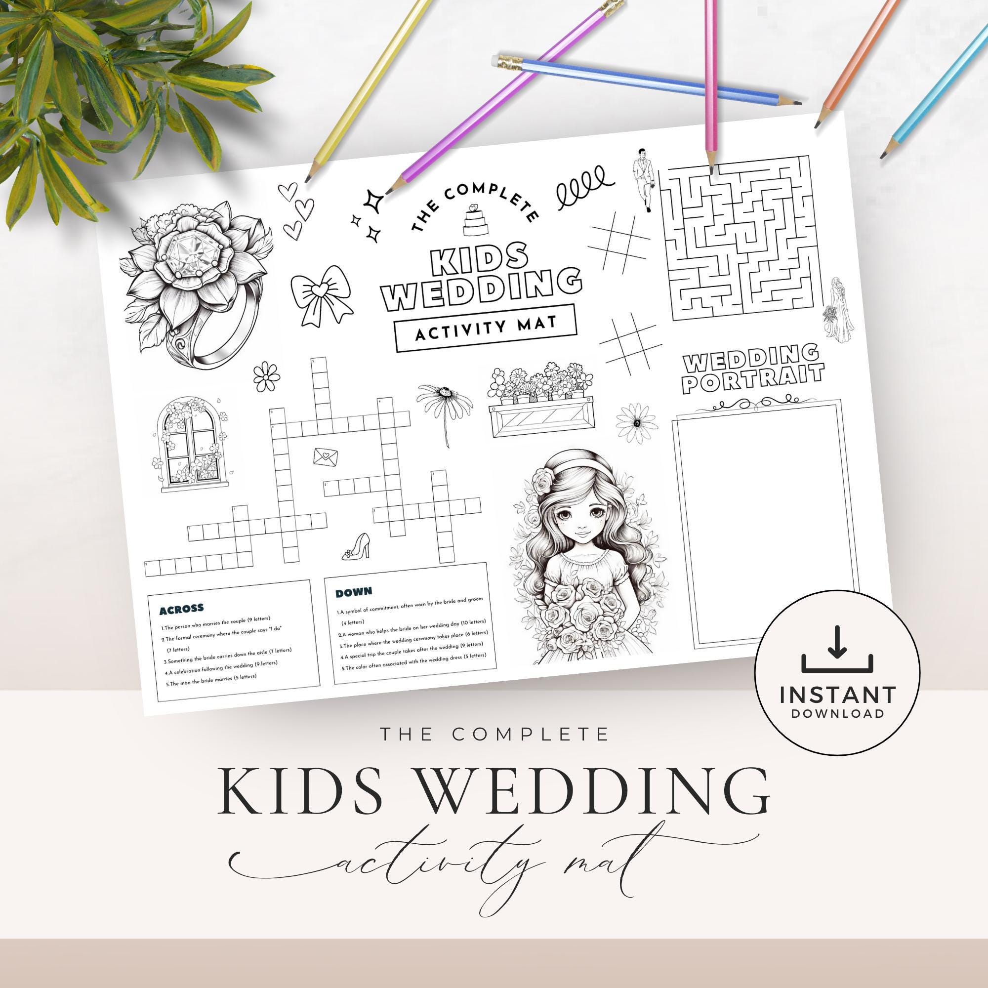 Paper Mat Printable Printable Wedding Place Mat, INSTANT DOWNLOAD, Activity Mat for ...