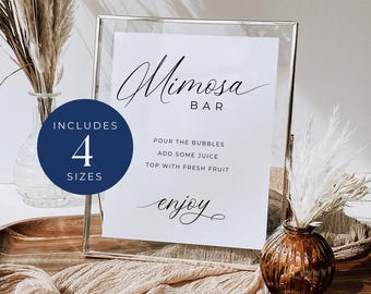 Modello di insegna minimalista per bar con mimose, DOWNLOAD IMMEDIATO, Insegna per bar con mimose per matrimonio boho, Addio al nubilato rustico, Matrimonio moderno minimalista - EP001