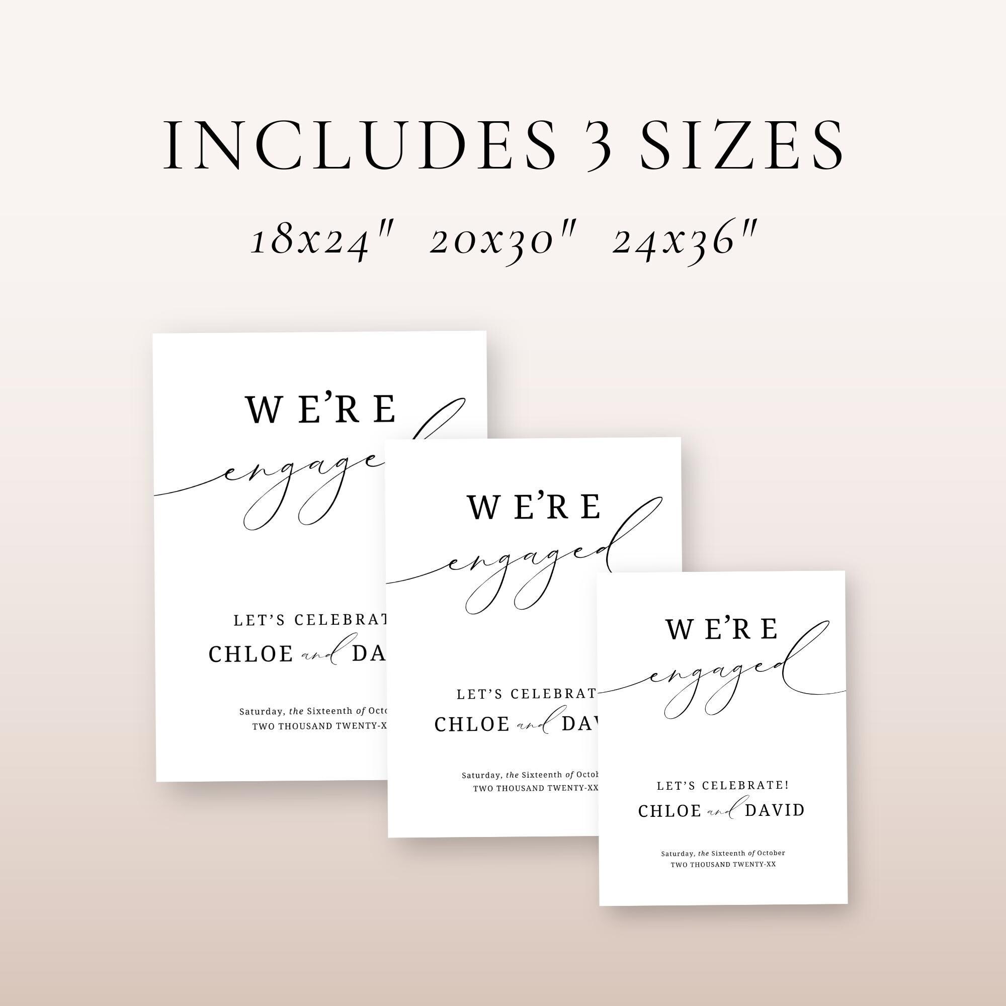 Engaged Text Script Were Engaged Sign Template, INSTANT DOWNLOAD, Engagement Party Sign, We ...