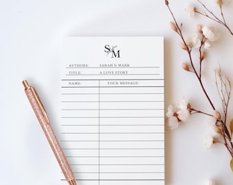 Library Themed Wedding Guestbook Cards, Guest Book Alternative Canva Template, Guest Message, Library Card Notes, INSTANT DOWNLOAD - EP001