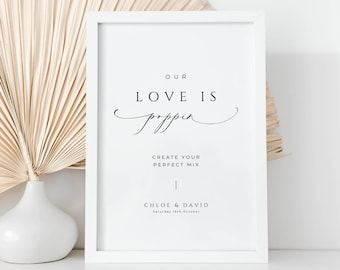 Our Love Is Poppin Sign, INSTANT DOWNLOAD, Popcorn Bar Sign For Wedding, Reception Signage Template, Modern Party Station, Minimalist- EP100