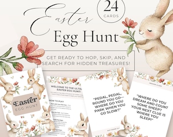 Easter Egg Hunt Clue Cards, INSTANT DOWNLOAD, Indoor and Outdoor Printable Easter Hunt Clues, Printable Activity And Game, Seasonal - EP017