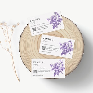 Hochzeit Rsvp Karte, Qr Code, SOFORTIGER DOWNLOAD, Flieder Kindly Response Insert, Lavendel Website Karte, Vintage Antwort, Französisch Toile De Jouy-EP018