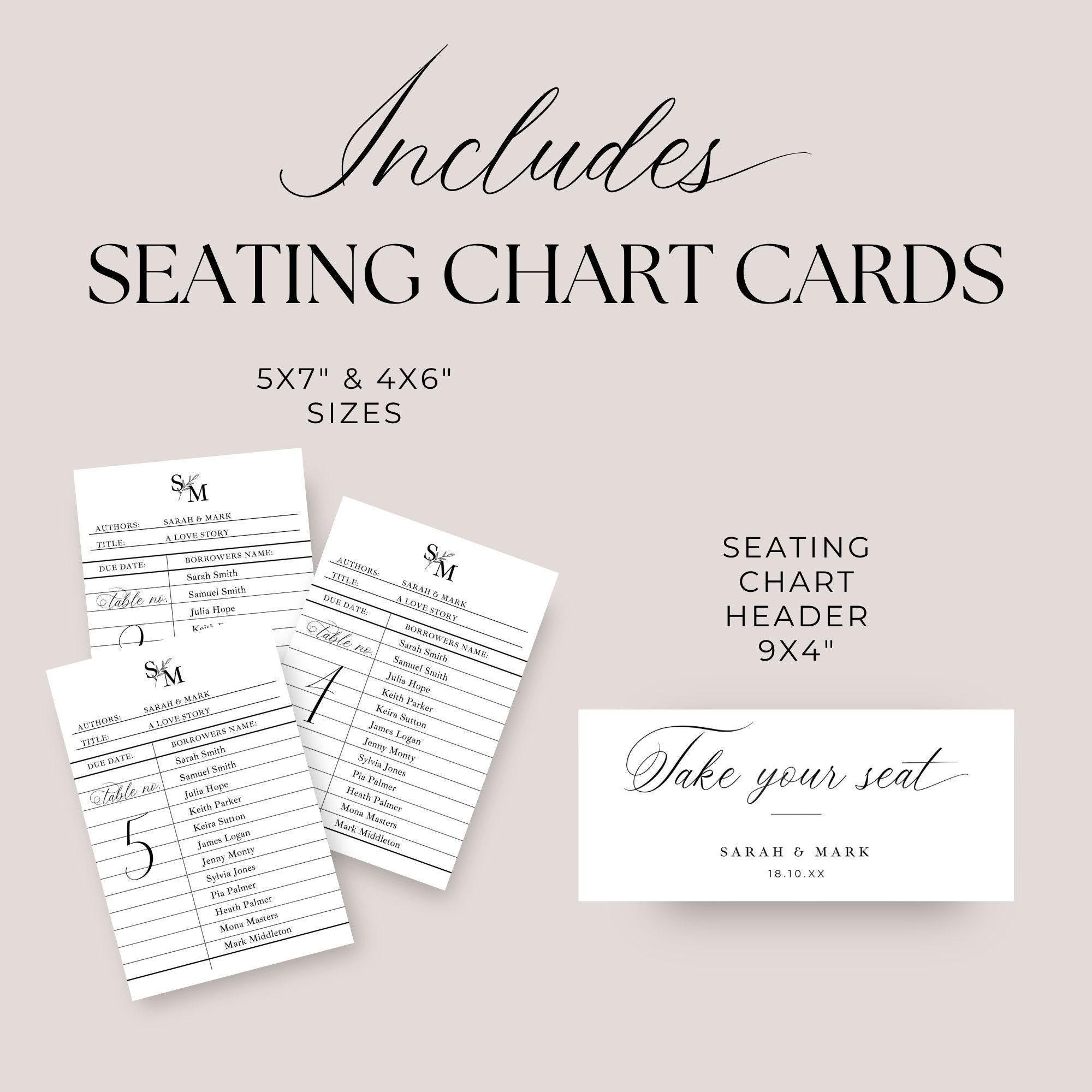 Library Sit Number Library Card Table Numbers, INSTANT DOWNLOAD, Seating Chart 4x6 5x7 ...