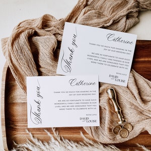Cartão de mensagem de agradecimento para convidados de casamento, DOWNLOAD INSTANTÂNEO, cartão de configuração de local de recepção, cartão personalizado, minimalista - EP001