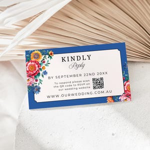Mexikanische Fliese Hochzeit Rsvp Karte, SOFORTIGER DOWNLOAD, Talavera Tile Freundliche Antwort Beilage, Spanische Fiesta Vorlage, Blau Orange - EP020