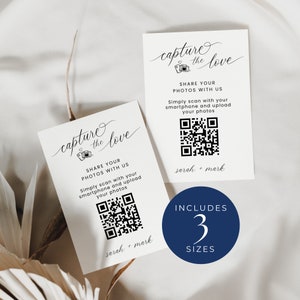 Erfassen Sie die Liebe Hochzeit Qr Code Karte, SOFORTIGER DOWNLOAD, Hochzeit Qr Code Fotokarte, Teilen Sie die Liebe, Canva Vorlage, minimalistisch - EP001