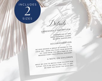 Details Card For Welcome Bag, INSTANT DOWNLOAD, Size Of Details Card Wedding, Editable Template Modern Wedding, Minimalistic Wedding - EP001